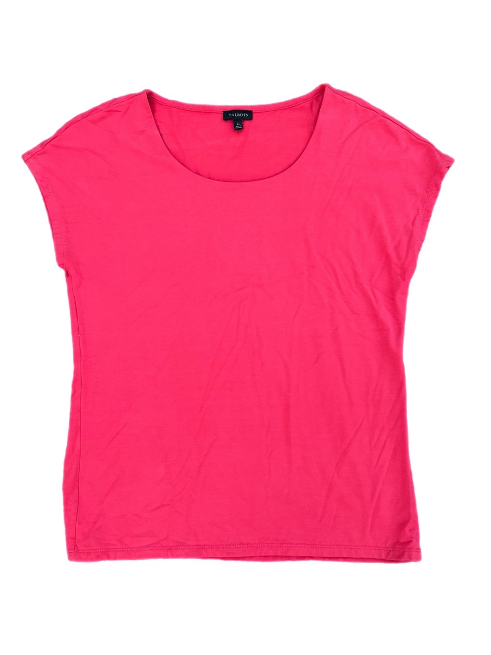 Talbots Hot Pink Scoop Neck Cap Sleeve Tee